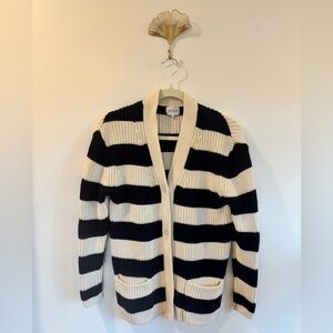 KULE “The Sinclair” Navy & Cream Cardigan – 100% Cotton, Classic Prep